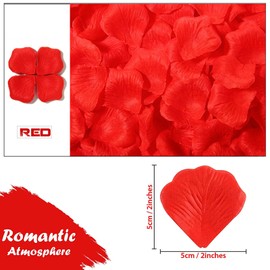 MUFEKUM MUFEKUM 500Pcs Fake Rose Petals, Reusable Artificial Rose Petals for Bedroom Weddings, Valentines, Romantic Night, Birthday, Marriage Proposal, Photoshoot - Red