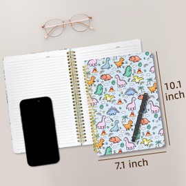Stanoha Cute Spiral Notebook journal B5 Aesthetic Pretty Design for Women Girls Kawaii with Pocket, 10 x 7.2 inch, Lined, Little Dino
