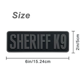 uuKen Sheriff K9 Patch Grey Gray K-9 Tactical 6x2 inch PVC Patch for Service Dog in Training Working for Dog Harness Collar Vest (Black and Gray, M6 x2)