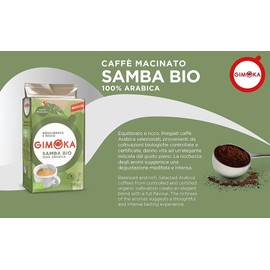 Gimoka Ground Organic Samba Coffee - 100% Arabica - (Pack of 250 grams) - Suitable for Mocha - Intensity 6