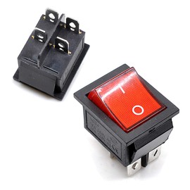 Ganasome 2pcs KCD4 DPST 4Pin On-Off Red Light Panel Rocker Switch 16A/250V 20A/125V