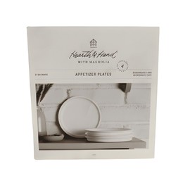 Hearth & Hand Magnolia 4pk Rim Stoneware Appetizer Plate Set Matte Sour Cream
