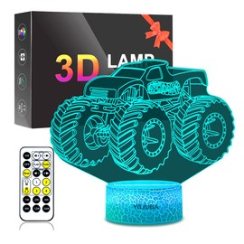 Monster Truck for Boys 3D Illusion Light Lamp, for Party Theme Hot Wheels Grave Digger Monster Truck, Night Lights for Kids Room Car Modeling Decor for Gifts as Present for Boys/Girls/Baby