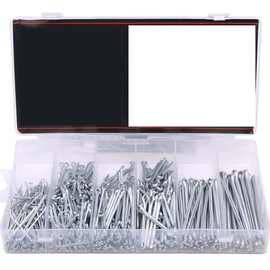 555 Pcs Split Cotter Pin, 6 Sizes Carbon Steel U Shape Split Pins Assortment Kit, Cotter Fastening Pins Clips Set for Automotive, Mechanics