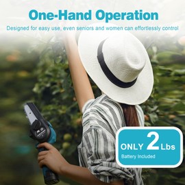 Mini Chainsaw – Portable Electric Chainsaw Cordless, Small Handheld Chain Saw for Tree Branches, Battery Powered Saw for Gardening, Father's Day, Christmas Gift for Men Dad Husband Women, Blue