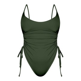 KRLAGAPAS - Traje de baño Sexy de una Pieza para Mujer, Verde Oliva, M