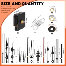 Tanstic 2 Sets Clock Movement Mechanism, Silent Quartz DIY Wall Clock Mechanism 13mm/0.5” Shaft with 5 Different Clock Hands Repair Parts Replacement