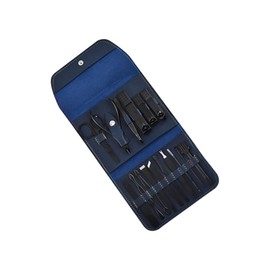 FOMIYES 16Pcs Portable Nail Clipper Set Durable Stainless Steel Nail Tools Dark Blue PU Bag for Easy Organization and Travel