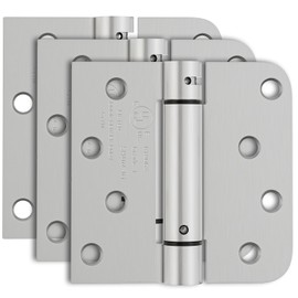 Bubxo 3 Pack Self Closing Door Hinges, 4 Inch Spring Loaded Door Hinges with Square & 5/8'' Radius Corners, Adjustable Tension for Garage, Front, Back Door, UL Listed, Left and Right Hand