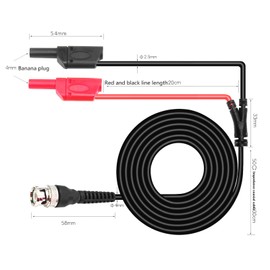 & Analysis Instruments Digital Multimeters & Oscilloscopes - BNC Q9 to Dual 4mm Stackable Shrouded Banana Plug with Test Leads Probe Cable 100CM