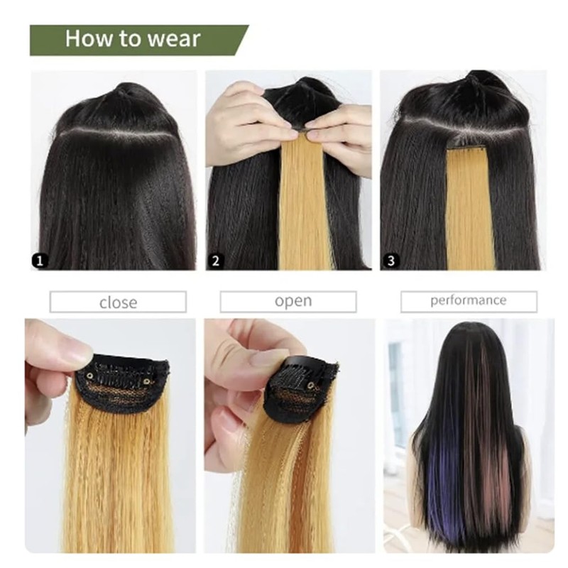 One Piece Clip In Hair Extension Highlights Streaks 25g -