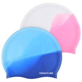 Long Hair Swim Cap for Women Men,Adult Swim Cap, Durable Silicone Swim Cap for Long/Short Hair to Keep Hair Dry,2 Colors