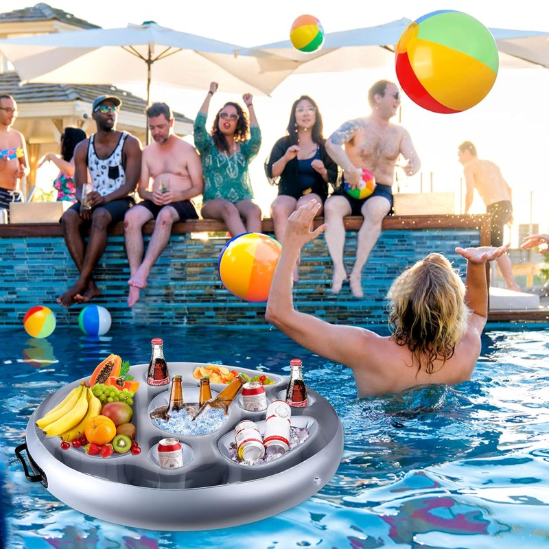 MTINRNI Pool Drink Holder, Inflatable Drink Holder with 8 Holes,