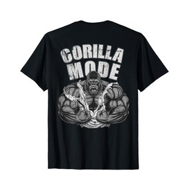 Gorilla Fashion Gym Ape Fitness Coach Swole Monkey on the Back T-Shirt, black