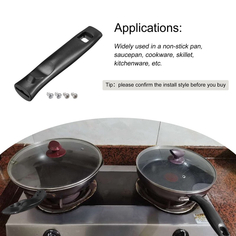 MECCANIXITY Pan Replacement Handle Black 6.3x1.3inch Nonstick Saucepan Cookware Skillet