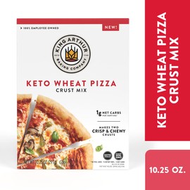 King Arthur Keto Pizza Crust Mix: Low Carb Delight with 1g Net Carbs per Serving - Easy to Make, Crisp & Chewy 10.25 oz Mix for Two 12 in Crusts - Perfect for Keto Pizza Lovers