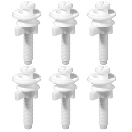YBEATY 6 PCS Toilet Seat Screws Replacement Plastic Toilet Seat Screws Replacement White Toilets Seats Hinge Bolts Screw with Nuts Durable Toilets Nuts and Washers Parts Kit for Fixing The Top Seats