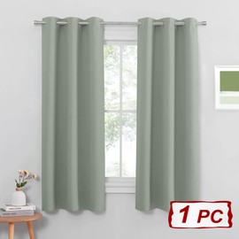 PONY DANCE Sage Green Blackout Thermal Insulated Eyelet Curtain for Bedroom, Living Room, Kitchen - 42 x 63 Inch, 1 Panel - Reduce Noise, Energy Saving, Soft Fabric