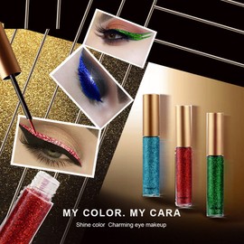 Glitter Liquid Eyeliner, OCHILIMA Long Lasting Waterproof Shimmer High Pigmented Silver Gold Metallic Colorful Eyeliners Glitter Makeup for Women