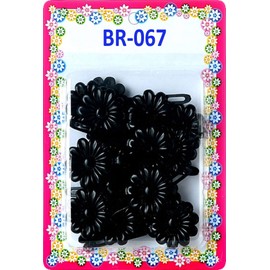 Tara Girls Self Hinge Plastic Flower Hair Barrettes 18 Pieces Selection (Black)