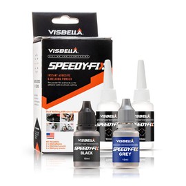 Visbella 7 Seconds Speedy Fix Strong Instant Adhesive & Filling Powders Reinforcing Waterproof Super Repair Glue Fix for Metal Surfaces & Hard Plastic Products (Black&Grey 4PC)