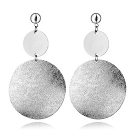 Gold Silver Geometric Dangle Earring for Women Bohemian Dangling Drop Earrings Exaggerated Metal Geometric Earrings (Ｓｌｉｖｅｒ　double　Ｒｏｕｎｄ　Ｅａｒｒｉｎｇ)