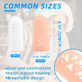 20 PCS Gel Finger Cots with Air Holes, Breathable Gel Finger Protectors Finger Covers Protection for Finger Tips, Wound & Finger Cracking - Available in White and Flesh - Colored