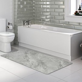 GOS-Bathroom Rug Mat Custom Size-Bath Mat Rug for Bathroom Non Slip Absorbent No Stains Quick Dry Bathroom Floor Mat Washable-Thin Bathmat Fit Under Door-Rubber Shower Rug, Light Gray Marble, 3' x 5'