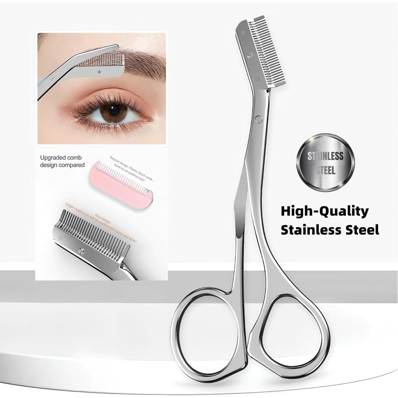 Eyebrow Trimmer Scissors with Comb Grooming Scissors for Women/Men, Easy
