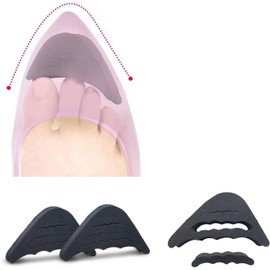 2 Pairs Soft Sponge Half Insoles, Reusable Big Toe Plug Foot Brace Pads Adjustable Shoe Filler Unisex Shoe Inserts (Black, One size)