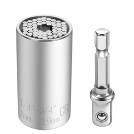 QVYQVY Universal Socket Tool, Super Socket Unscrew Any Bolt, 7mm–19mm, Stocking Stuffer Gifts for Men, Adjustable Wrench and Adapter Set, DIY Handyman Tool for Home, Car, Repair, Gifts for Men Women