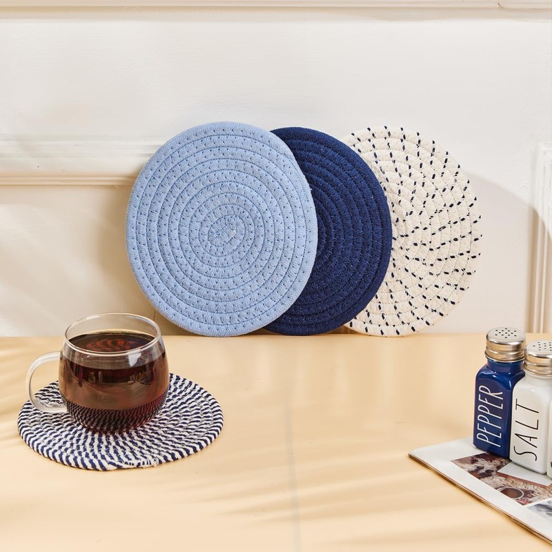8” Blue Trivets for Hot Dishes, Hot pots and Pans,