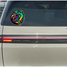 Decorative Cartoon Green Tyrannosaurus rex Stickers (2 Pieces) are Highly Adhesive, Waterproof, Fun and Cute car Stickers, Perfect for Sticking car Bodies, Window Glass, Bumpers, laptops, etc A-014