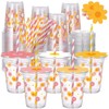 50 Sets 12oz Groovy Daisy Disposable Cups Set