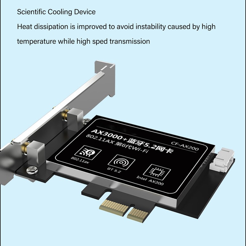 WiFi 6 PCIe Card AX3000Mbps 2.4GHz 5GHz Dual Antenna BT5.2