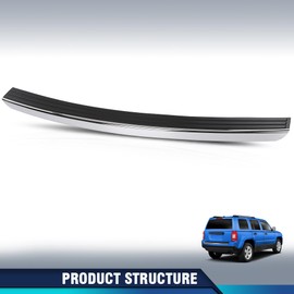 PIT66 Rear Bumper Step Pad Face Bar Trim Molding Compatible with Jeep Compass Patriot 2011-2017, Fit for Model With Chrome Trim, Without Black Spear 68091514AA, CH1144101