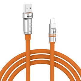 Hichain Fast Charging USB-A to Type-C Cable 4 FT, Chubby USB Type C Charge Extra Thick Soft Silicone, USB C Cable Phone Charger Cord Data Transfer Cord for Phone, Tablet, Laptop, Orange