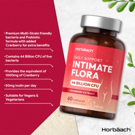 Probiotics for Women with Cranberry | 44 Billion CFU | Bio Cultures Complex for Women Intimate Flora | 60 Capsules | by Horbaach