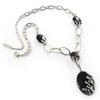 Stylish Y Shape with Black Enamel Oval Pendant Oval Chain