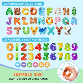 Magnetic Letters and Numbers, Fridge Alphabet Magnets for Toddlers 1-3, 52 PCS Refrigerator Toys - 26 Uppercase 20 Numbers 6 Symbols, Fridge Learning Games, Educational Gift for Kids 3 4 5 Years Old