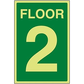 VSafety Green Floor 2 Sign - 150x200mm - Photoluminescent Rigid Plastic