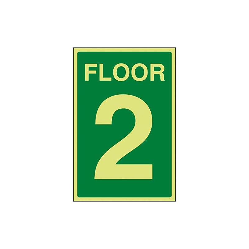 VSafety Green Floor 2 Sign - 150x200mm - Photoluminescent Rigid