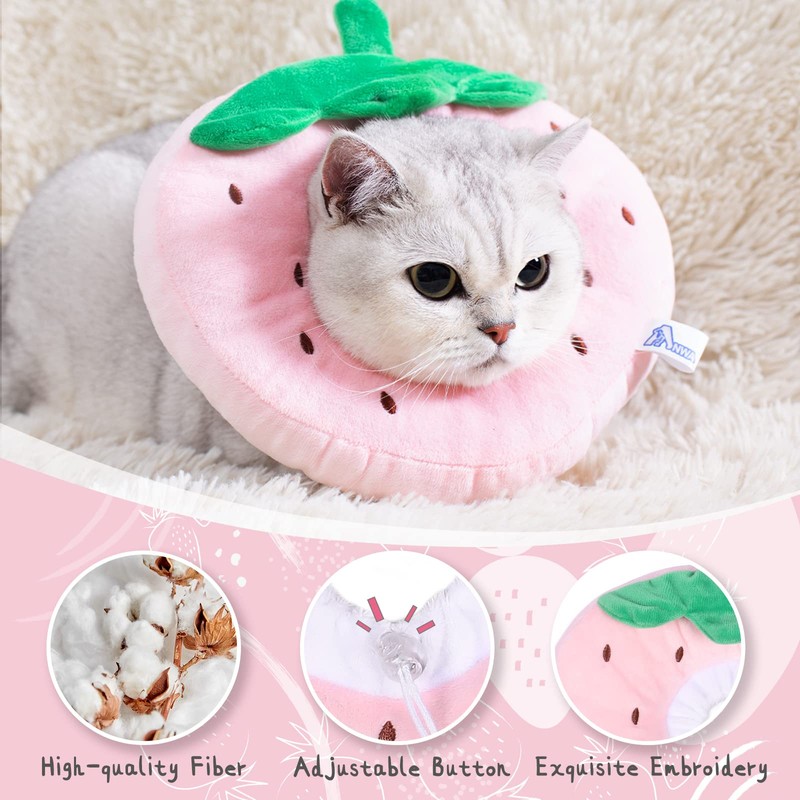 ANWA Adjustable Cat Cone Collar - Soft, Cute Recovery Collar