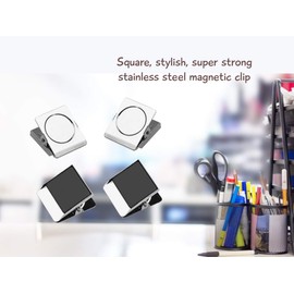 1InTheOffice Strong Magnetic Metal Clips, Heavy Duty Metal Magnetic Clips for Refrigerator, Large Magnetic Clips 2.3" Length, 4 Pack