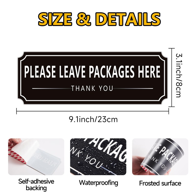 Please Leave Packages and Deliveries Here Sign Sticker, Self-Adhesive Waterproof