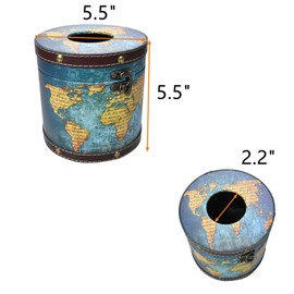 Decorative Toilet Paper Roll Cover with Lid - 5.5cm Diameter, PU Leather & Wood, Space-Saving, Multi-Color, Waterproof Bathroom Storage for Tissues, Cosmetics, Remotes (Earth Green)
