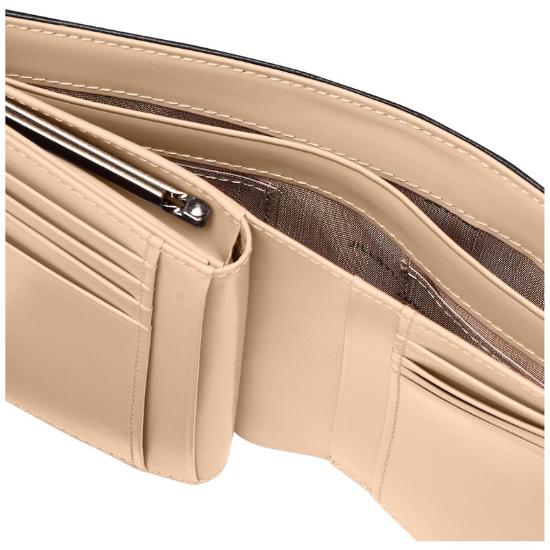 Jill Stuart Nostalgia Bi-Fold Wallet, Black, beige