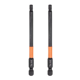 sourcing map 2pcs H4 Hex Head Drill Bit Wrench 4mm Metric Flat Tip 1/4" Hex Shank 100mm (4") Long Magnetic Black Phosphate Hexagonal Screw Driver Socket Industrial Screwdriver Power Bits