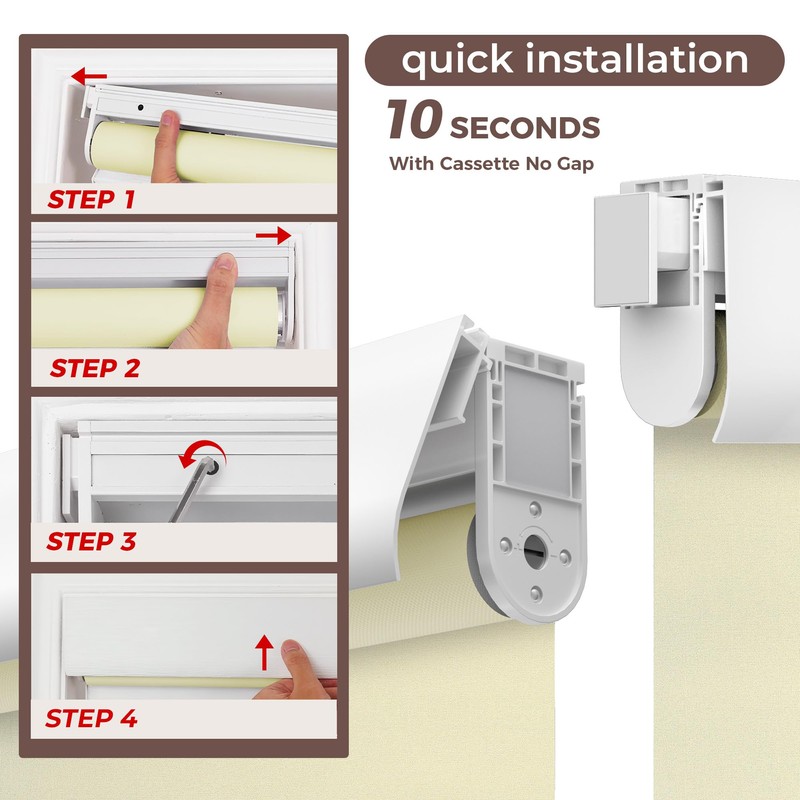 Allesin zen No Drill No Tools Blackout Roller Shades for