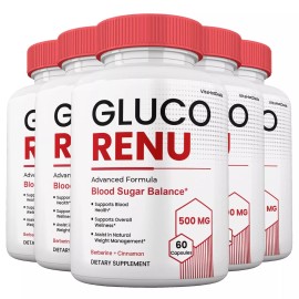 Gluco Renu Capsules, Max Strength Formula, GlucoRenu Blood Supplement (5 Pack)